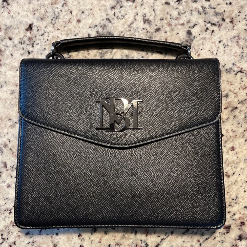 Badgley Mischka Black Top Handle‎ Bag Satchel Structured Handbag Purse